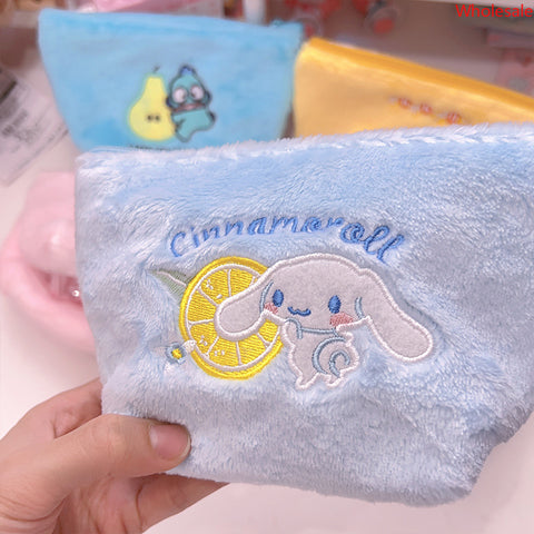 Sanrio Furry Embroidery Storage Makeup Sheer Zipper Coin Purse