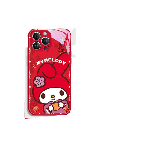 New Year Cute KT Cat Apple 15 Phone Case IPhone 14 Kitty Cat 13 Kuromi 11 Melody 12 Promax Chinese New Year 15 Plus New XS Women's XL Celebration Mini Red 8p Set