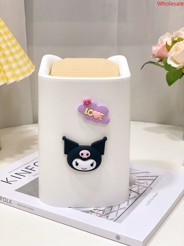 Cute Desktop Garbage Bin Cartoon Small Garbage Bin Office Desk Flip Cover Paper Scrap Bin Storage Bin