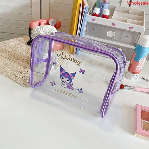 New Sanrio Cartoon Transparent Pen Bag Waterproof Travel Wash Bag Large Capacity Portable Makeup Bag