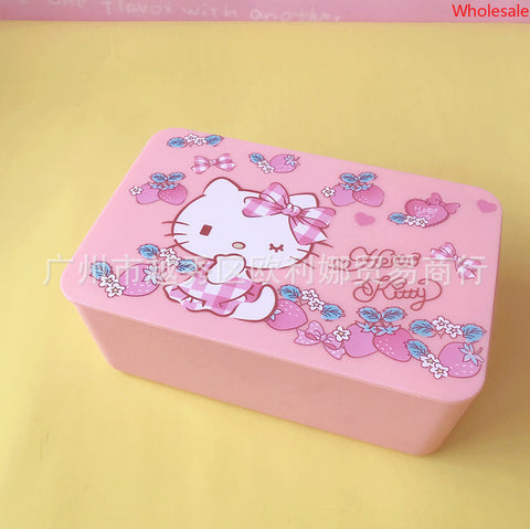 New Tissue Box Sanrio Sealed Mask Box with Lid, Large Capacity Wet and Dry Suction Box, Desktop Storage Box