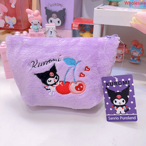 Sanrio Furry Embroidery Storage Makeup Sheer Zipper Coin Purse