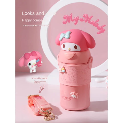 Kuromi Insulated Cup, Female Student Sanrio Portable Water Cup, HelloKitty Children's Cute Straw Cup 2208