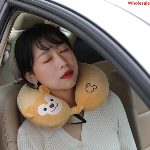 Cartoon Plush Neck Pillow Portable U-shaped Pillow Car Travel Neck Pillow Office Cervical Nap Pillow