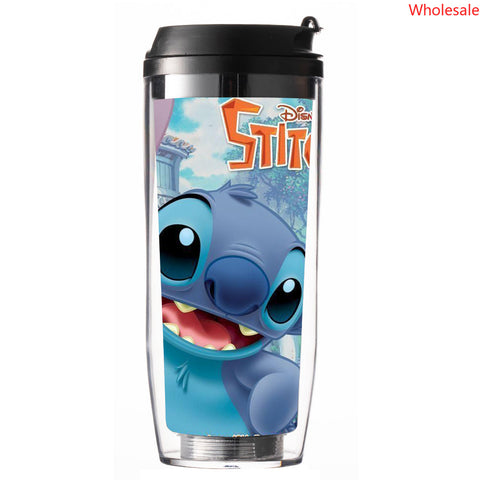 Stitchy Cup Amazon New Cartoon Cute Plastic Straw Cup Coffee Milk Tea Cup Insulated Water Cup