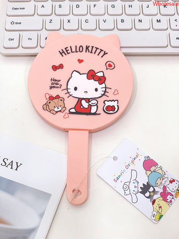 Sanrio Holding Make-up Mirror Student Girl Heart Small Portable Handle Mirror