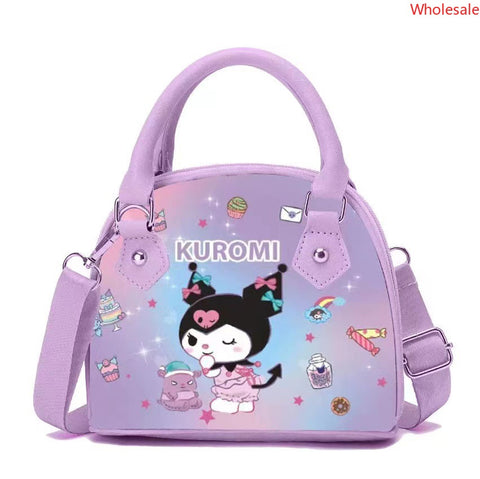 Sanrio Printed Gradient Zipper Handbag Leather Waterproof Crossbody One Shoulder Small Bag