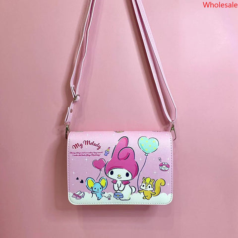 Cartoon Large-capacity Square Leather Waterproof Shoulder Bag Shopping Shoulder Strap Adjustable Magnetic Buckle Crossbody Bag Large