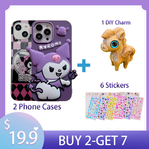 2 x Full Body Screen Phone Case 2 phone cases + 1 DIY charm + 6 stickers