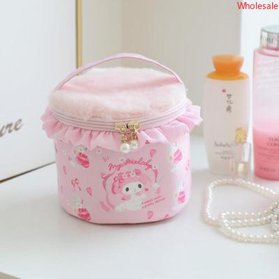 Sanrio Portable High-quality Large Capacity Princess Wind Portable Cosmetic Bag Wash Bag Cylinder Makeup Storage