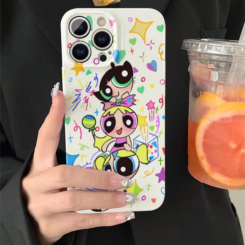 Cartoon Powerpuff Girl New Year Hellokitty Cute Sanrio iPhone Case Full Body Protective Case For IPhone 11-15 Pro Max