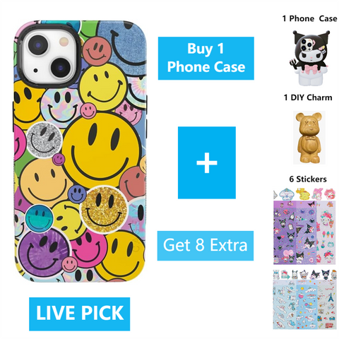 Buy 1 Phone Case Get 8 Extra (1 Phone Case + 1 Handmade Charm + 6 DIY Stickers) LIVE PICK