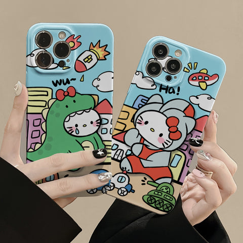 Hellokitty Cat Dinosaur New Cute Sanrio iPhone Case Full Body Protective Case For IPhone 11-15 Pro Max