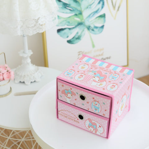 Sanrio Desktop Storage Box Folding Drawer Double Layer Fabric Jewelry Storage Box Portable Student