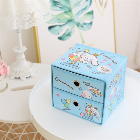 Sanrio Desktop Storage Box Folding Drawer Double Layer Fabric Jewelry Storage Box Portable Student