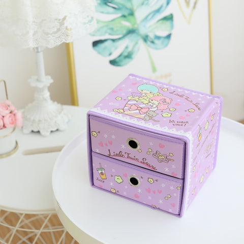 Sanrio Desktop Storage Box Folding Drawer Double Layer Fabric Jewelry Storage Box Portable Student