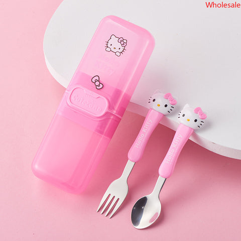 HELLO KITTY Children's Chopsticks Training Chopsticks 3 Year Old Baby Practice Learning 2 Spoons 6 Girls' Tableware Stage 1 and Stage 2