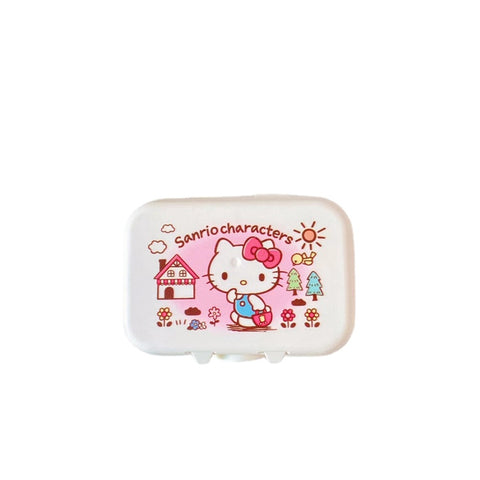 Sanrio Flap Toilet Soap Box Creative Drain Free Punched Tape Cover Household Bathroom Toilet Soap Dish