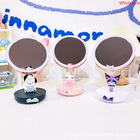 Sanrio Desk Mirror Small Desk Lamp In Student Dormitory Adjustable Mirror with Lamp Bedroom Gadget