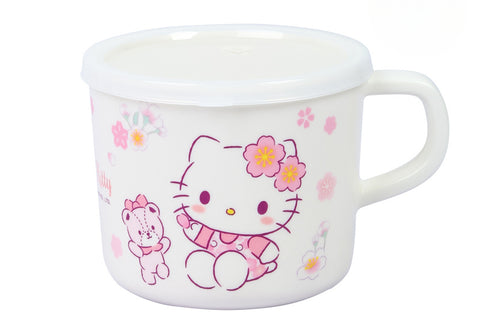 Sanrio Bowl Cherry Blossom Hello Cat Melamine Tableware Kids Cutlery Baby Bowl Kids Water Cup Dinner Plate Cute Cartoon