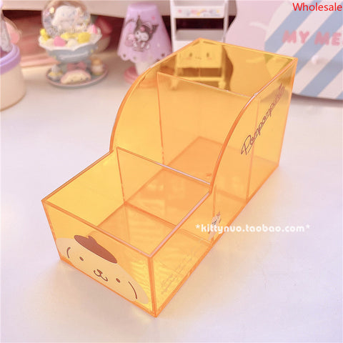 Sanrio Translucent Desktop Dormitory Storage Multi Grid Pen Holder Cosmetics Sorting Box