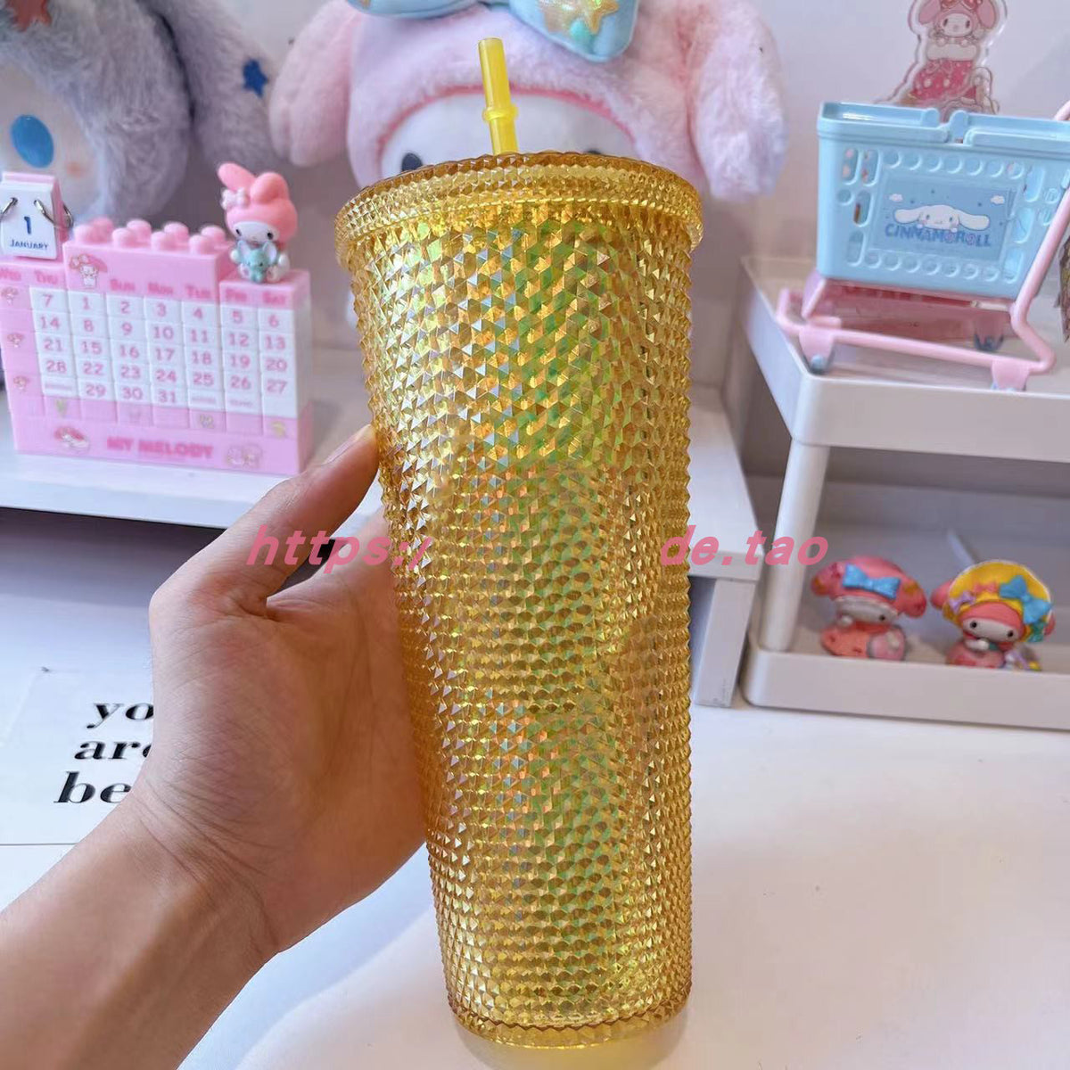 Pink girl diamond durian sippy cup qu12