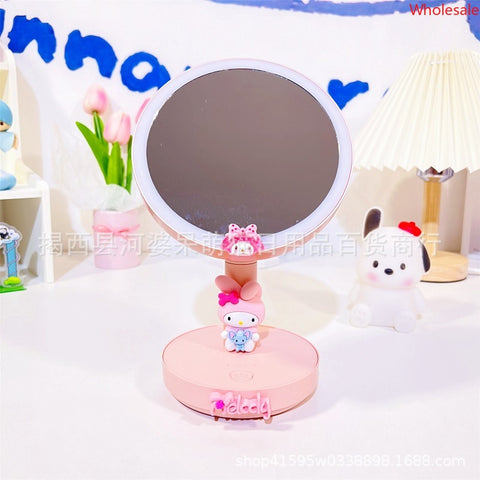 Sanrio Desk Mirror Small Desk Lamp In Student Dormitory Adjustable Mirror with Lamp Bedroom Gadget