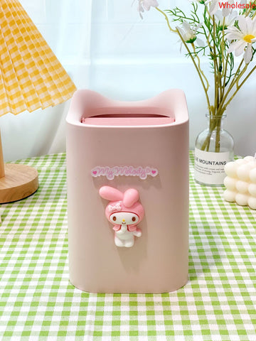 Cute Desktop Garbage Bin Cartoon Small Garbage Bin Office Desk Flip Cover Paper Scrap Bin Storage Bin