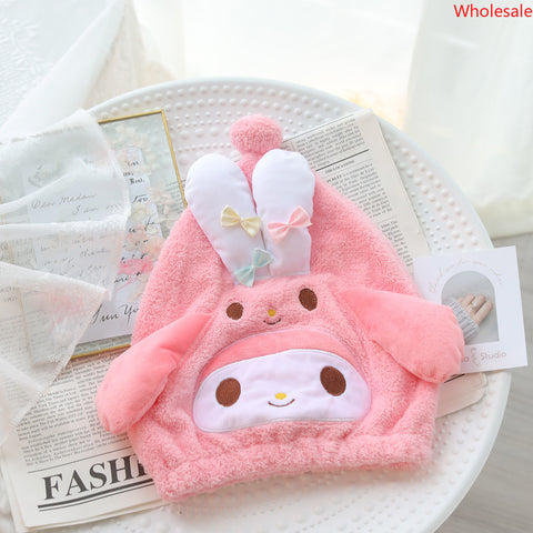 Sanrio Water Absorbent Quick Drying Hair Cap Girl Thickened Headband Wrapped Hair Bath Cap Coral Plush Hair Wipe Dry Hair Cap