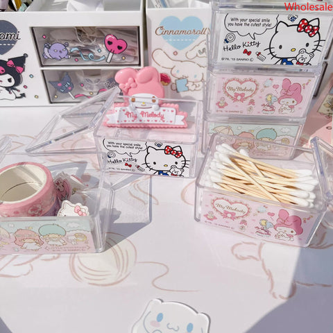 Genuine Sanrio Storage Box Student Dormitory Hand Account Transparent Desktop Jewelry Dresser Storage Box