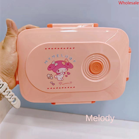 New Cartoon Sanrio Plastic Microwave Oven Three Compartment Student Lunch Box Office Worker Cute Fresh-keeping Box Bento Box