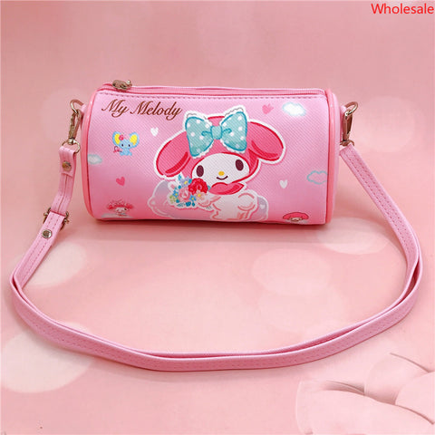 Sanrio Leather Waterproof Zippered Satchel Student Stationery Pencil Storage Children's Universal Horizontal Shoulder Roller Bag