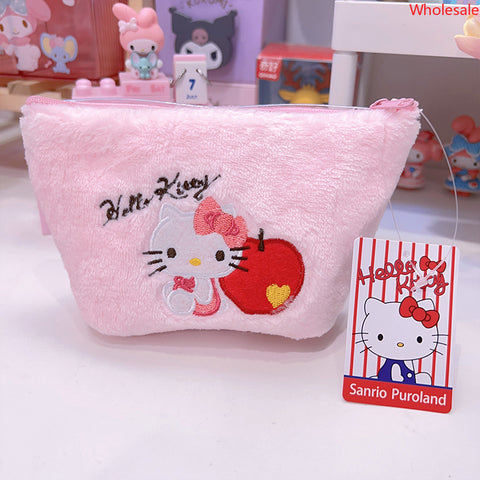 Sanrio Furry Embroidery Storage Makeup Sheer Zipper Coin Purse