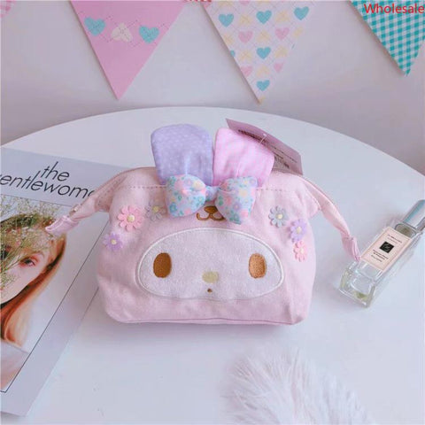 Sanrio Cosmetic Bag Small Portable Cute Storage Bag Large Capacity Multifunctional Canvas Cosmetic Bag Women