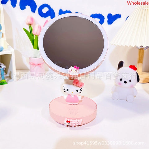 Sanrio Desk Mirror Small Desk Lamp In Student Dormitory Adjustable Mirror with Lamp Bedroom Gadget