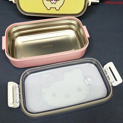 Stainless Steel Kulomi Meretti Yugui Dog Lunch Box Kids Cute Pudding Dog Kt Bento Crisper Box Meal