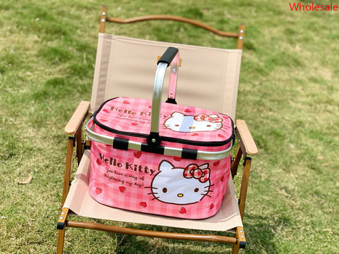 Sanrio Picnic Basket Outdoor Spring Outing Foldable Storage Basket Picnic Insulation Basket Camping Picnic Portable Basket