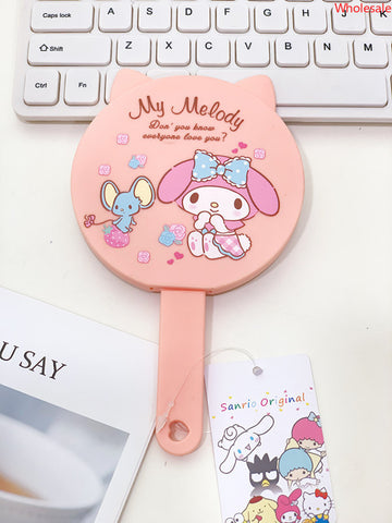 Sanrio Holding Make-up Mirror Student Girl Heart Small Portable Handle Mirror