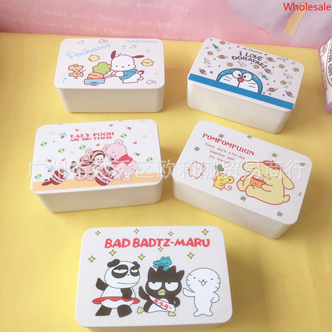 New Tissue Box Sanrio Sealed Mask Box with Lid, Large Capacity Wet and Dry Suction Box, Desktop Storage Box