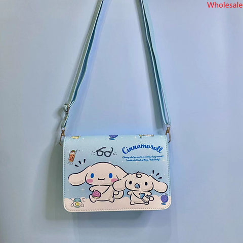 Cartoon Large-capacity Square Leather Waterproof Shoulder Bag Shopping Shoulder Strap Adjustable Magnetic Buckle Crossbody Bag Large