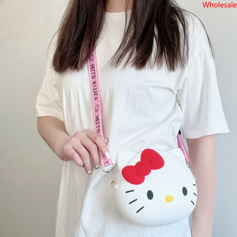 New Sanrio Mobile Phone Bag Mini Shoulder Crossbody Bag Cat Head Shoulder Bag Children's Coin Purse