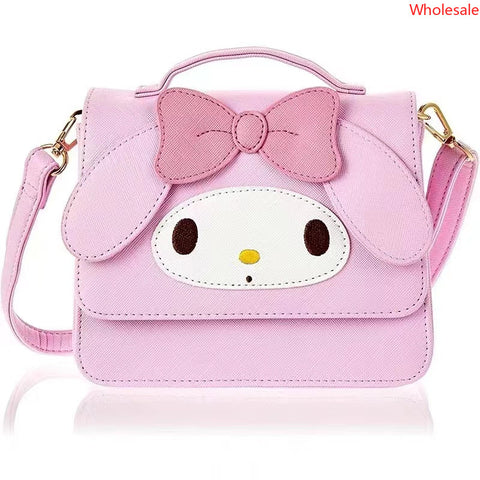 Sanrio Kulomi Diagonal Bag Girl Heart Mobile Phone Key Bag PU Waterproof Leather Handbag