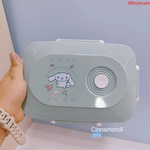 New Cartoon Sanrio Plastic Microwave Oven Three Compartment Student Lunch Box Office Worker Cute Fresh-keeping Box Bento Box