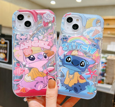 Sanrio Stich&Angel Soft iPhone Cases Suitable for iPhone 7-15 Pro Max