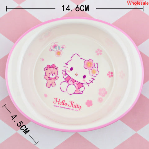 Children's TablewareSanrio Cherry Blossom Hello Kitty Cat Girl Bowl Children's Dinner Plate High Value Household Dining Bowl