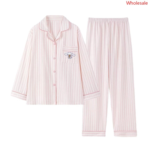 Pure Cotton Plaid Pajamas for Women's Spring and Autumn 2023  Long Sleeved Home Wear Set