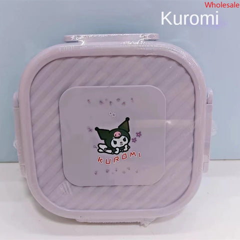 Cute Sanrio plastic bento box can be placed in microwave oven children's school lunch box, three-compartment lunch box, fresh-keeping box