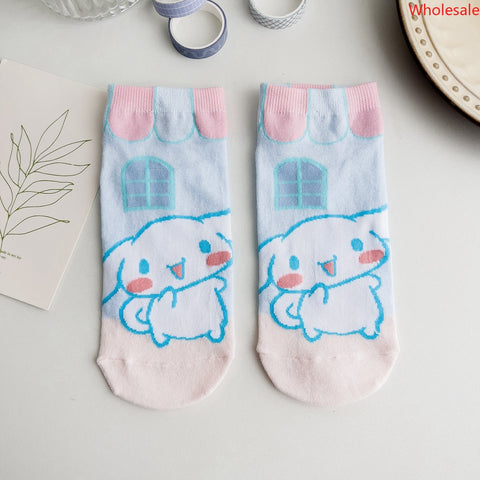 Cinnamoroll New Spring and Summer Cartoon Socks Female Cute Puppy Socks Korean Women&#039;s Boat Socks Combed Cotton Socks