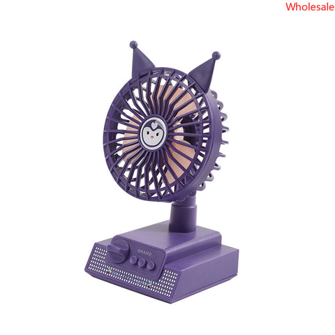 Sanrio Summer New Mini Desktop Fan USB Charging Two Gears Cartoon Small Fan Purple