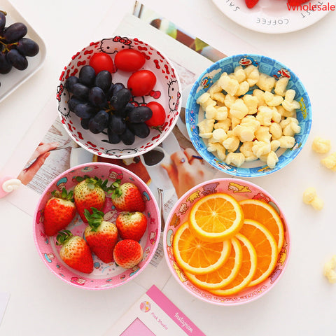 Sanrio Tableware 5-inch Snack Plate Cartoon Cute Creative Fruit Plate Anti Drop Melamine Imitation Porcelain Round Plate